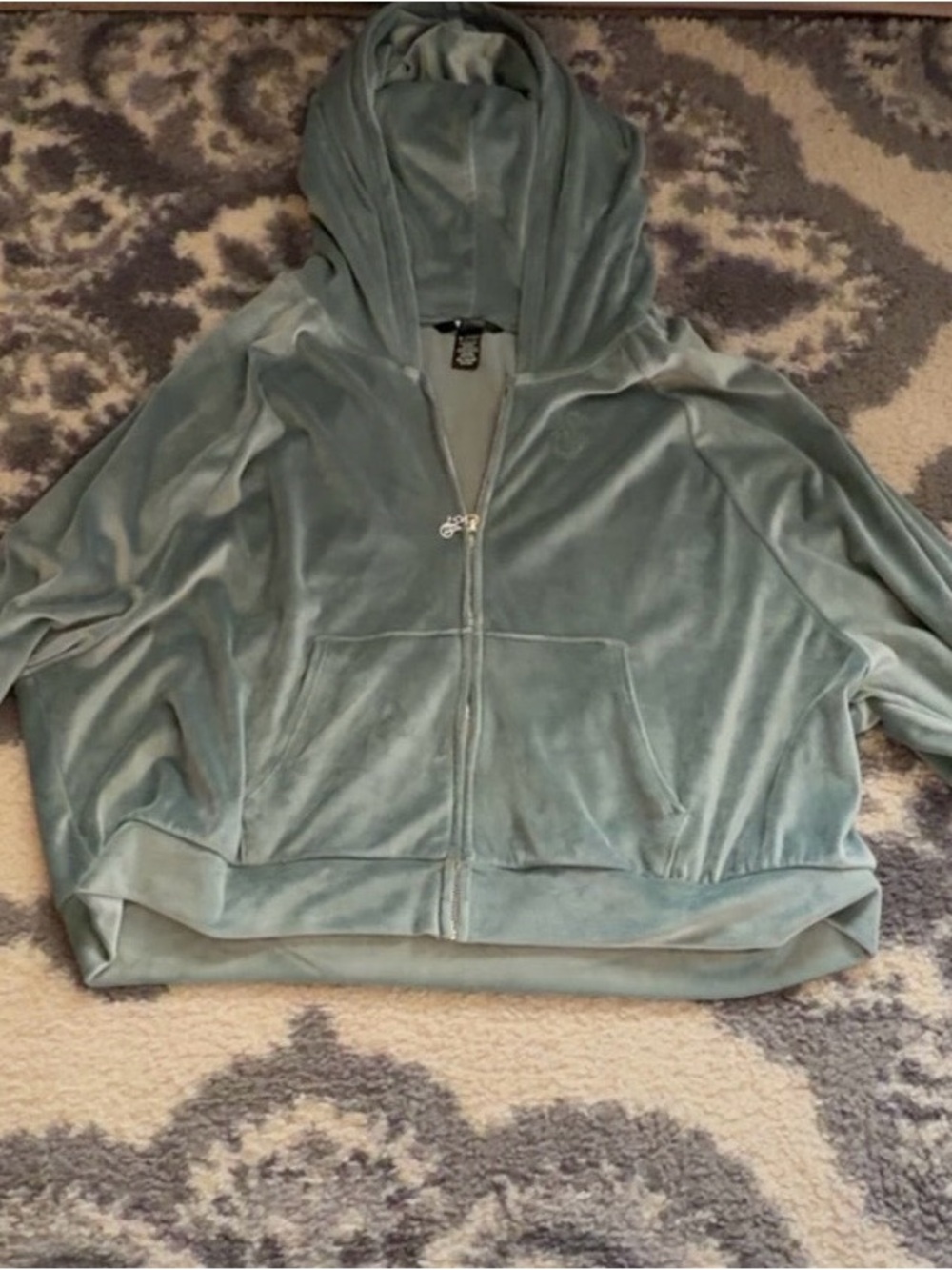 Victoria's Secret Velour Zip Hoodie in Sage